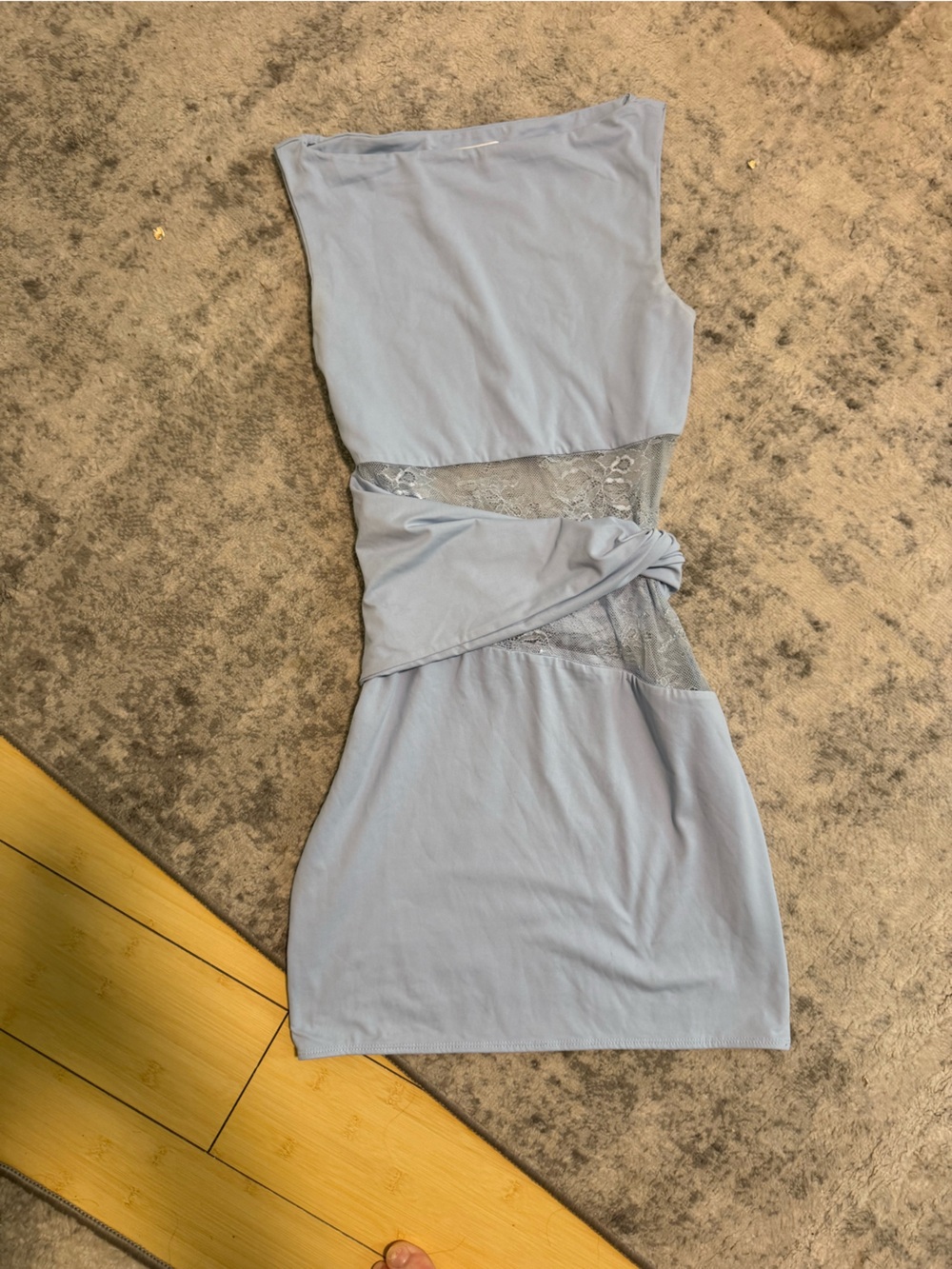 Peppermayo Light Blue Lace-Trim Mini Dress